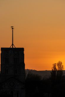 St Mary de Haura church tower after sunset Shoreham-by-Sea